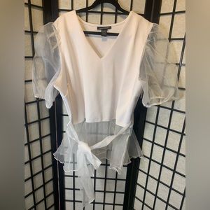White Peplum Ashley Stewart Blouse SZ: 22/24